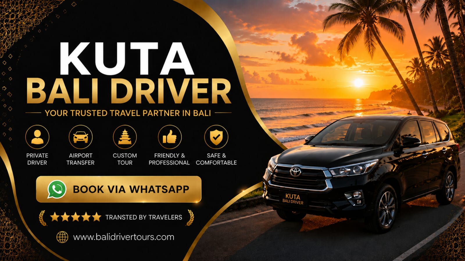 Looking for a reliable Kuta Bali driver to explore Bali comfortably and safely? Our professional Kuta Bali private driver service offers personalized tours, airport transfers, and full-day transportation with experienced local drivers.